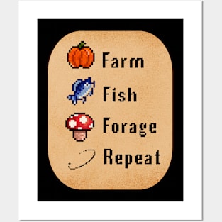 Farm Fish Forage Repeat Posters and Art